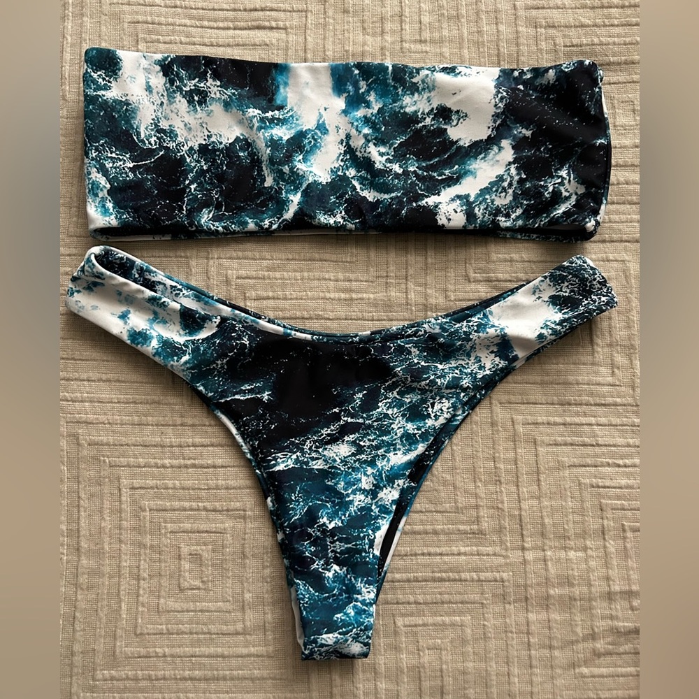 Blue marble bikini